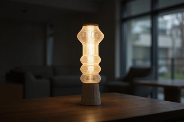 Lampe BERLIN - Lampe de table imprimée 3D avec base en béton – Luminaire sculptural moderne interchangeable – Image 6