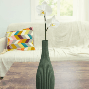 Grand soliflore imprimé en 3D – Vase décoratif éco-responsable pour fleurs séchées – Design nervuré moderne en PLA biodégradable