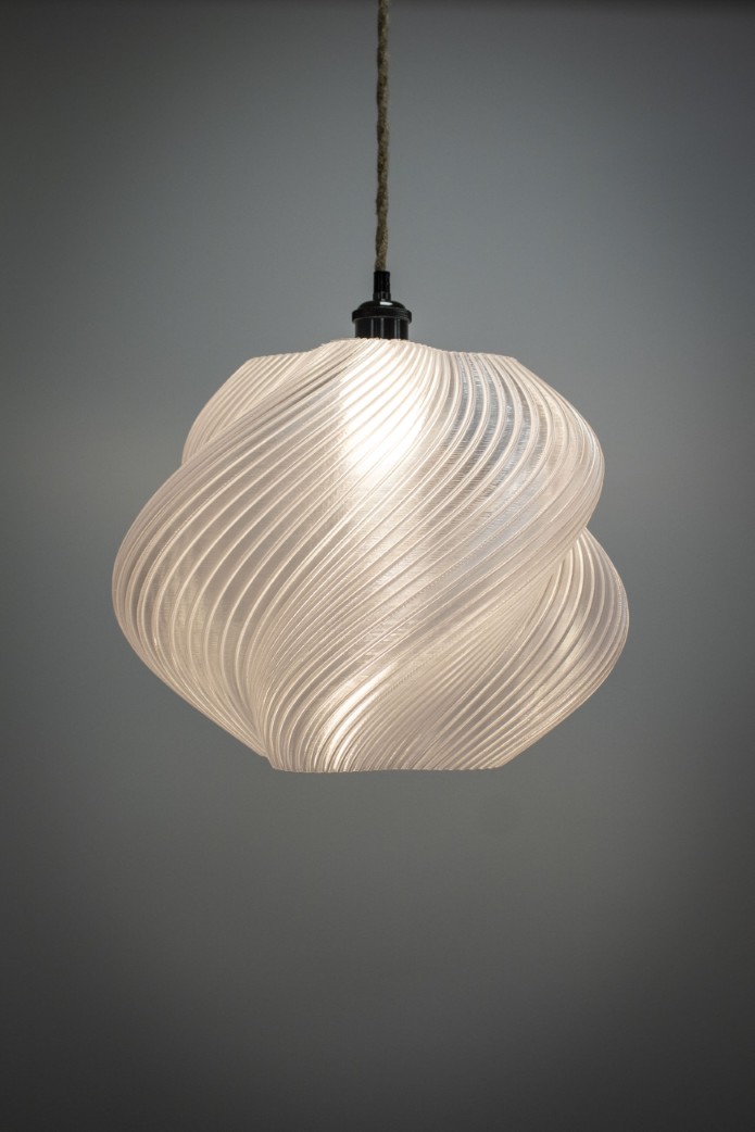 FORTUNY - Abat-jour suspendu 3D en PETG recyclable | Design sculptural moderne pour douille E27 | Ø38 cm | Finition cristal – Image 7