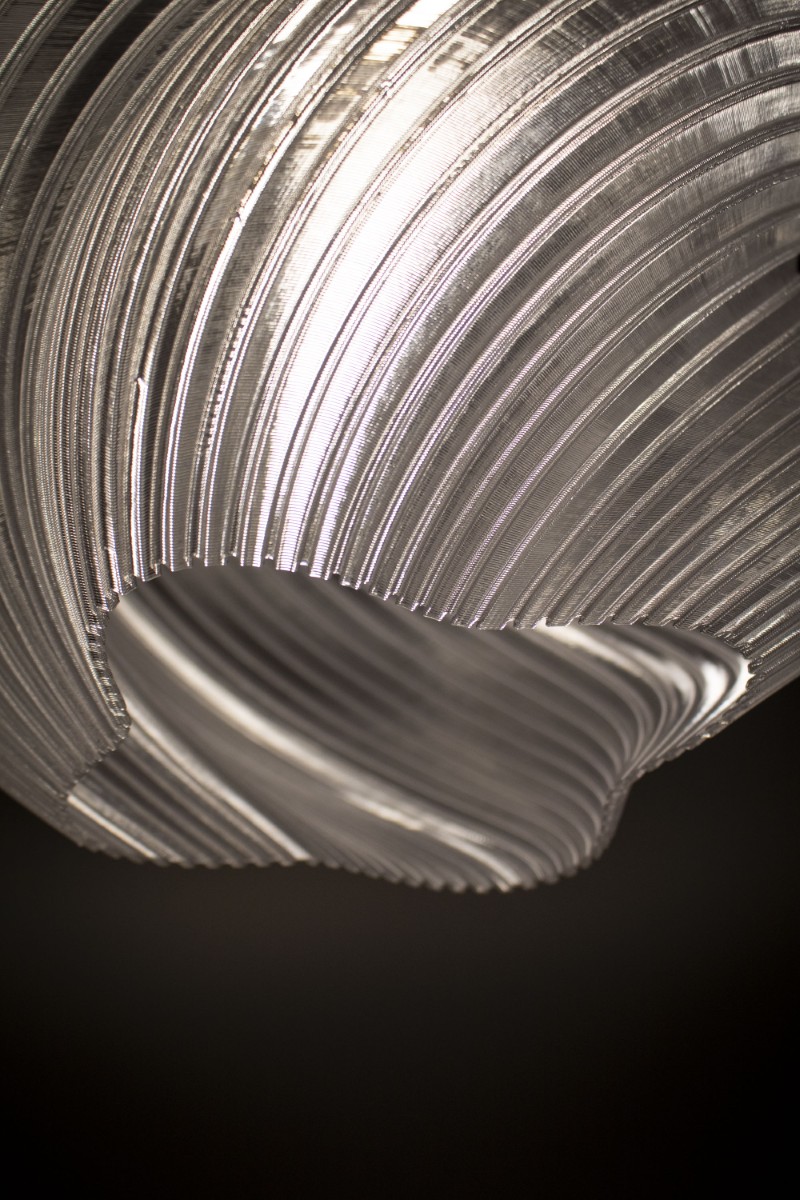 FORTUNY - Abat-jour suspendu 3D en PETG recyclable | Design sculptural moderne pour douille E27 | Ø38 cm | Finition cristal – Image 2