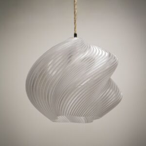 FORTUNY - Abat-jour suspendu 3D en PETG recyclable | Design sculptural moderne pour douille E27 | Ø38 cm | Finition cristal