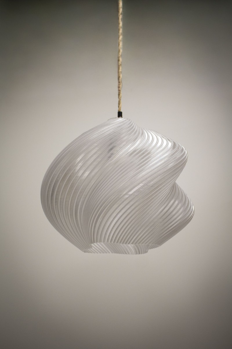 FORTUNY - Abat-jour suspendu 3D en PETG recyclable | Design sculptural moderne pour douille E27 | Ø38 cm | Finition cristal