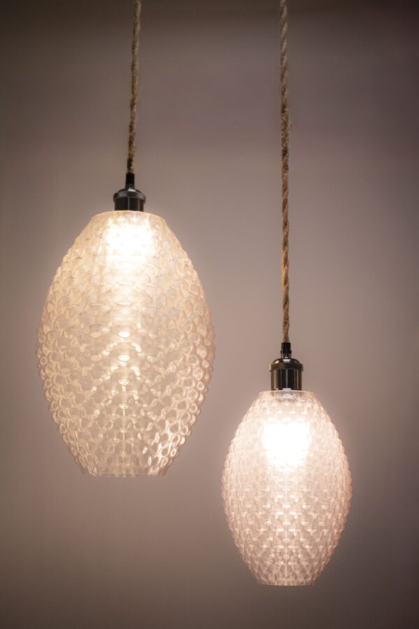 MIRANO grand modèle – Suspension Design Éco-Responsable – Abat-Jour Imprimé 3D en PETG Cristal – Image 2